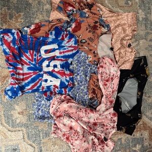 Floral and Tie-Dye Short Sleeve Tops